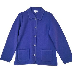 Appleseeds Jacket Women's Medium Violet Purple Button Down Boiled Wool